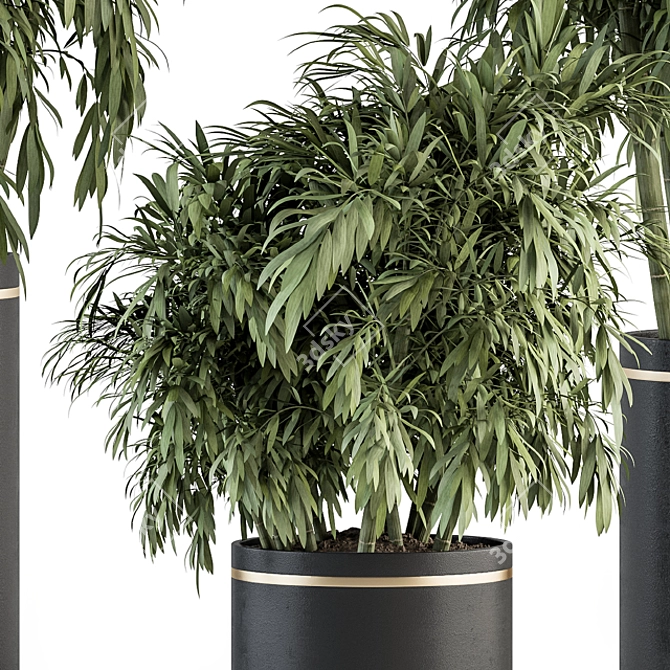 Large Bamboo Set in Pot 3D model image 4