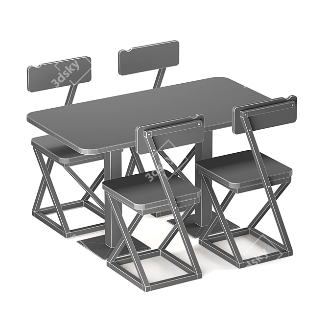 EVO's Wood Table Set - Stylish and Sturdy 3D model image 5