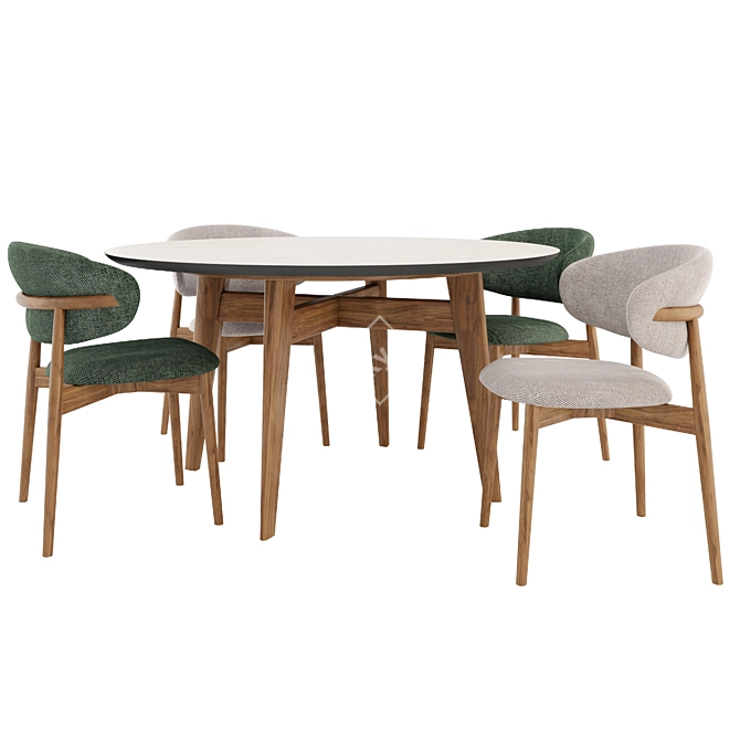 Elegant Modern Dining Set: Oleandro Chair & Abrey Table 3D model image 2