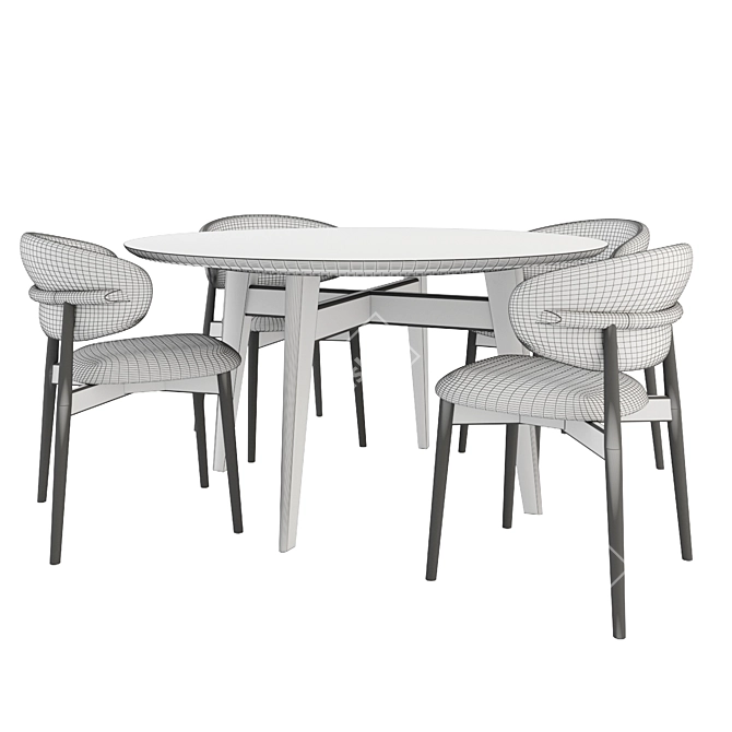 Elegant Modern Dining Set: Oleandro Chair & Abrey Table 3D model image 3
