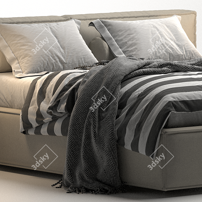 Minimalist Comfort Bed 3D model image 3