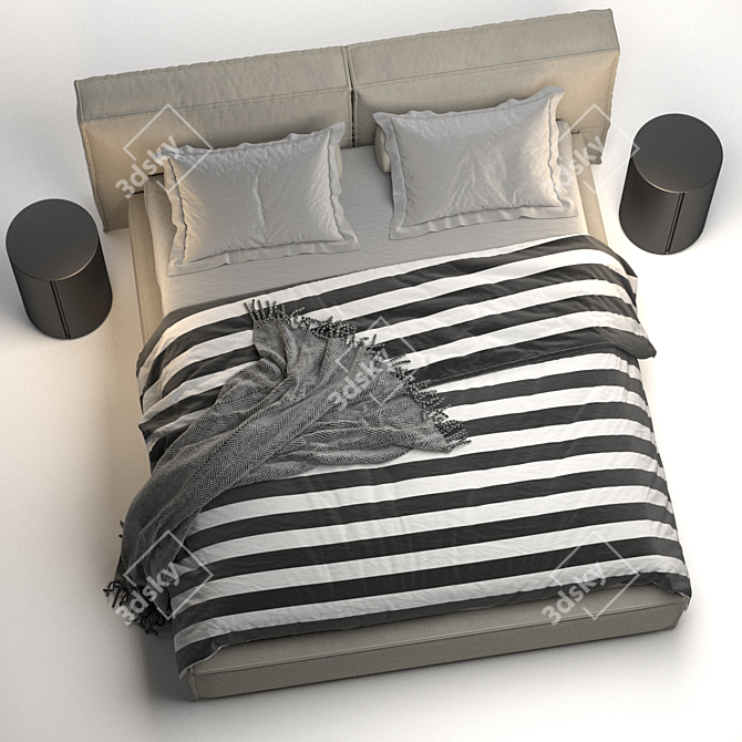 Minimalist Comfort Bed 3D model image 6