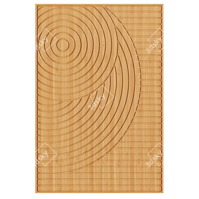 Wooden Relief Spiral Wall Decor 3D model image 3