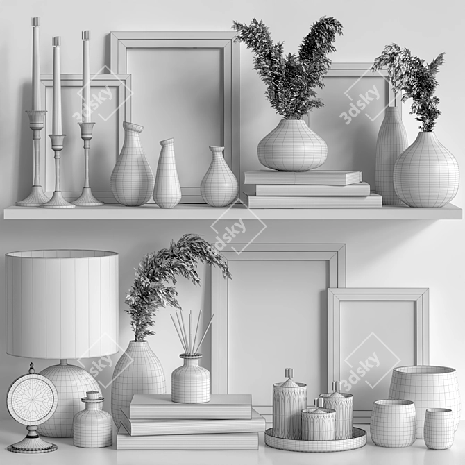 Modern Wall Shelf Decor 3D model image 6