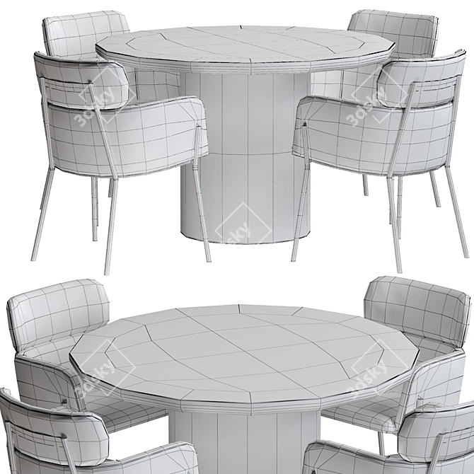 CB2 Azalea Round Dining Table: Modern Elegance for Your Dining Space 3D model image 4