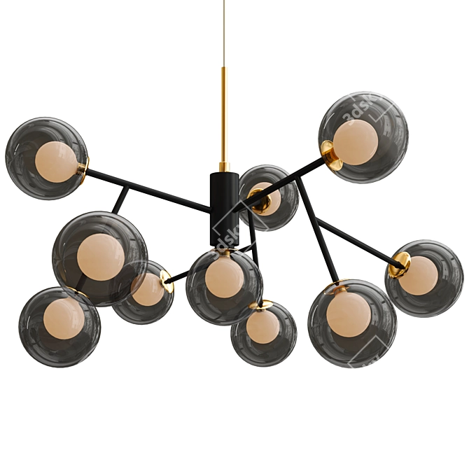 Elegant Glass Shades Chandelier 3D model image 1