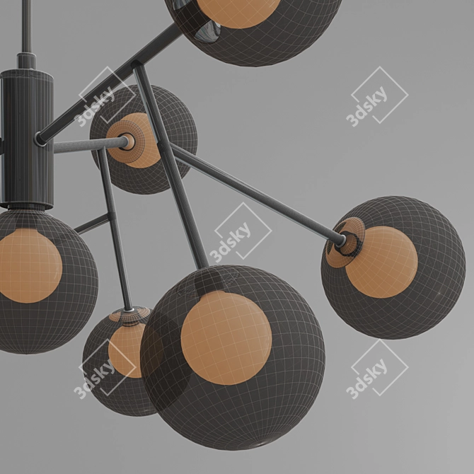 Elegant Glass Shades Chandelier 3D model image 3