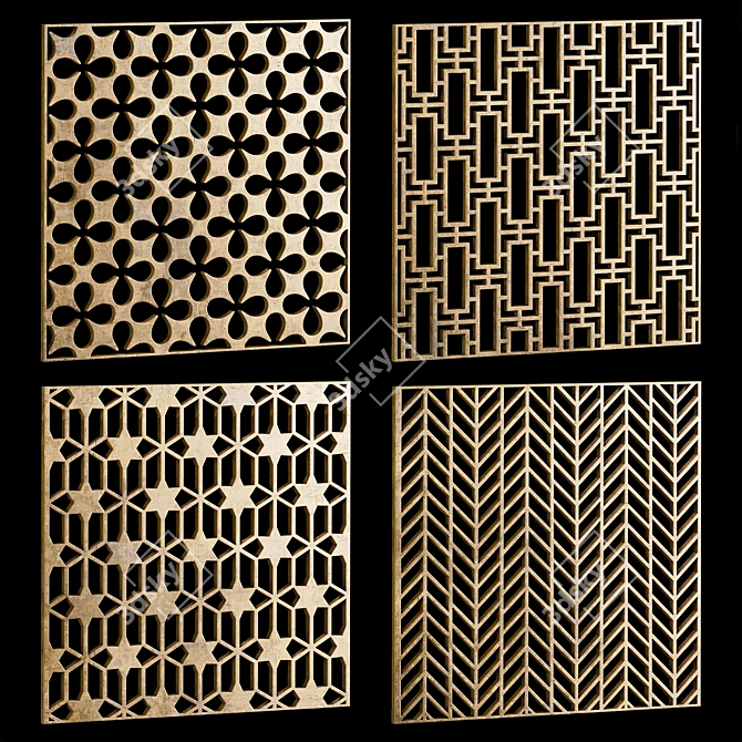 Decorative Square Panel Set 7 3D model image 1