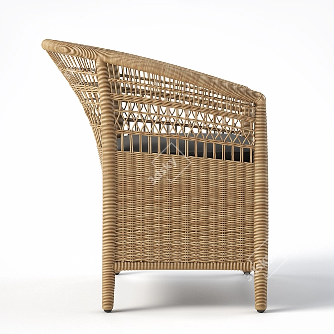 JANO Garden Chair: Synthetic Rattan, Black Cushion 3D model image 3