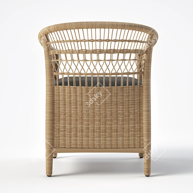 JANO Garden Chair: Synthetic Rattan, Black Cushion 3D model image 4