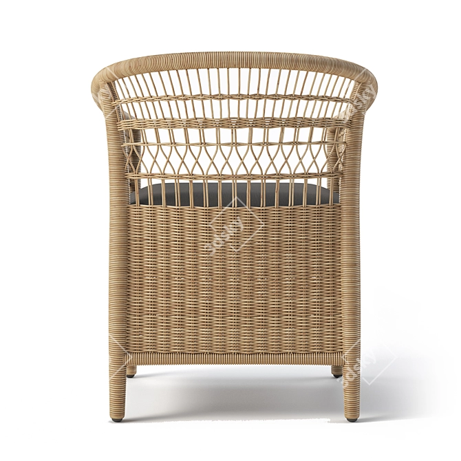 JANO Garden Chair: Synthetic Rattan, Black Cushion 3D model image 11