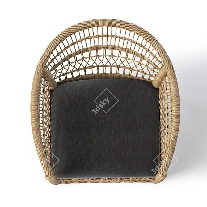 JANO Garden Chair: Synthetic Rattan, Black Cushion 3D model image 13