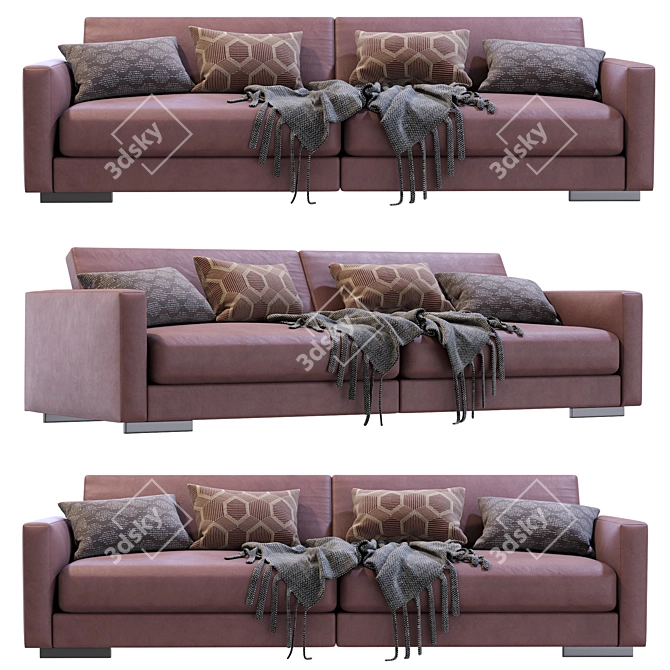 Luxury Flexform Magnum Leather Sofa 3D model image 2