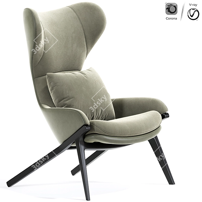 P22 Lounge Chair by Patrick Norguet: Sleek Comfort for Modern Spaces 3D model image 1