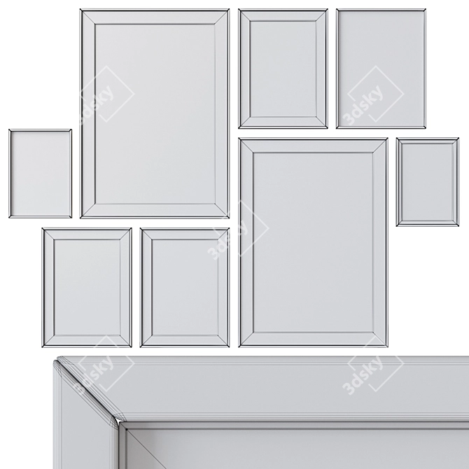 Elegant Frames Wall Art Set 3D model image 4