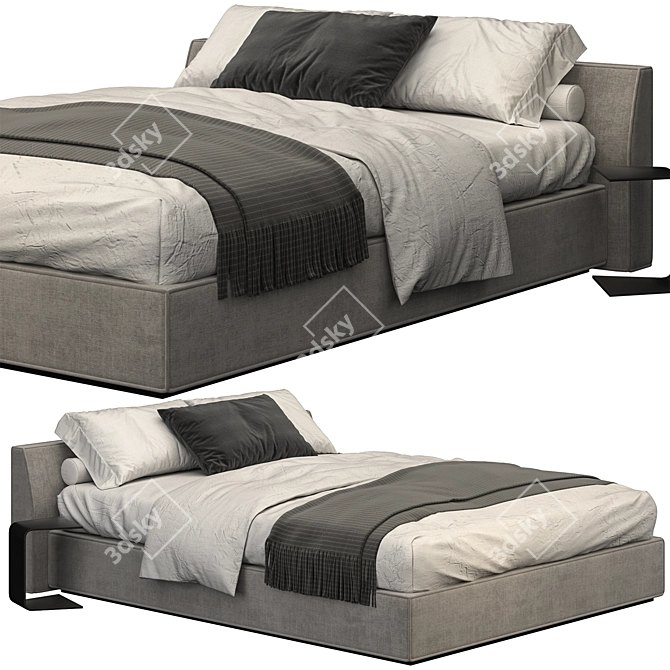 Meridiani Luise Lightgray Bed: Modern Elegance for Your Bedroom 3D model image 1