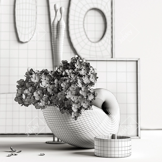 Elegant Pampas & Hydrangea Decor Set 3D model image 4