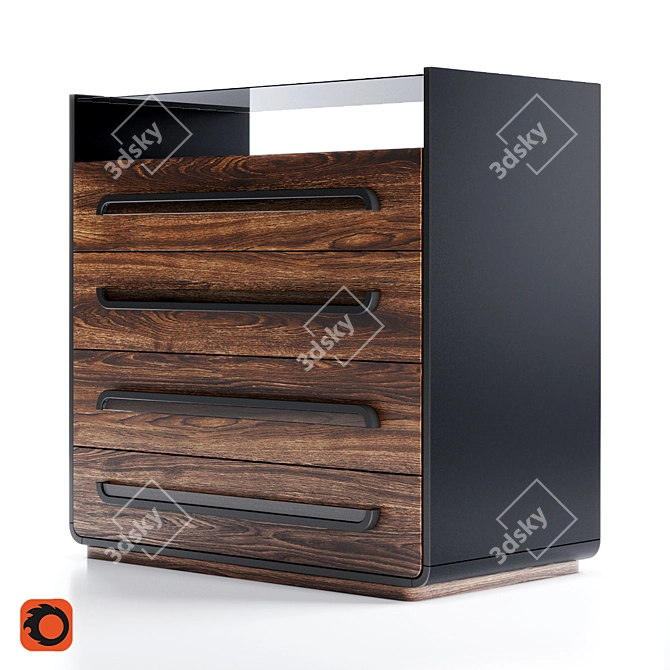 Elegant Glass Oak Dresser 3D model image 1