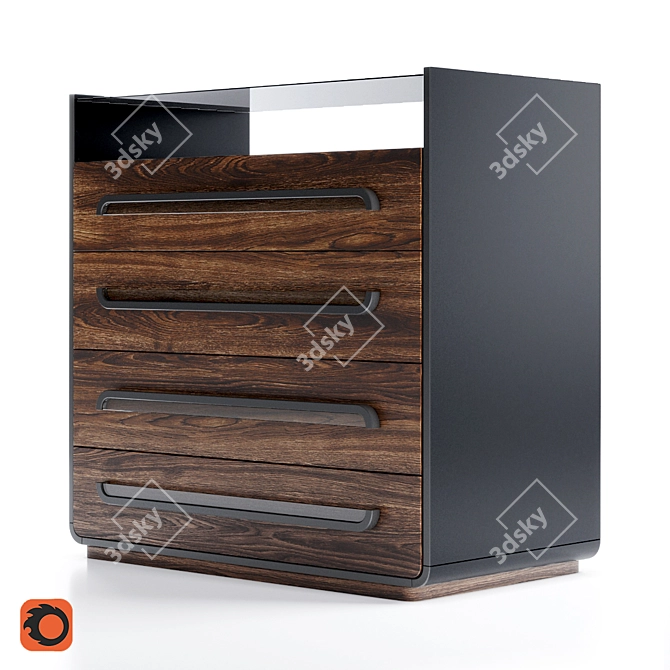 Elegant Glass Oak Dresser 3D model image 5