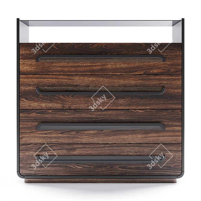 Elegant Glass Oak Dresser 3D model image 9