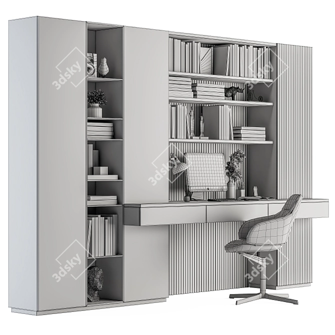 Elegant Ergonomic Home Office Desk 3D model image 7