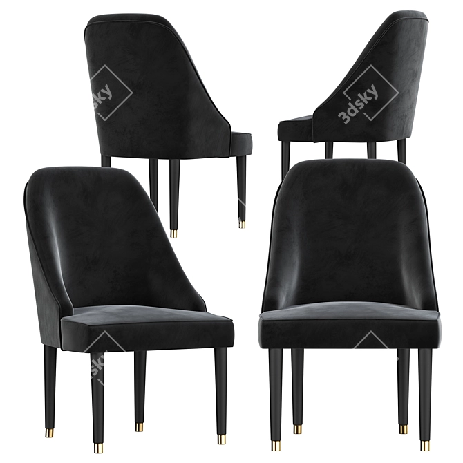 Elegant Velvet Dining Chair 3D model image 2