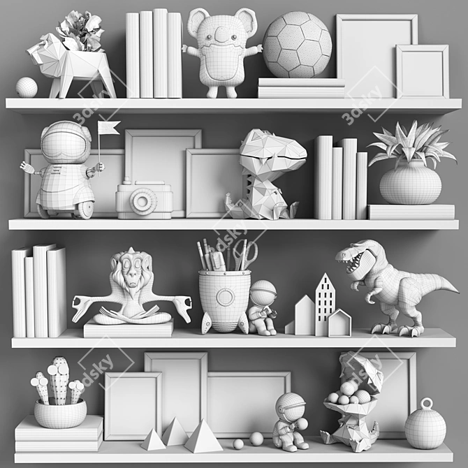 Playful Kids Furniture & Toy Set 3D model image 5