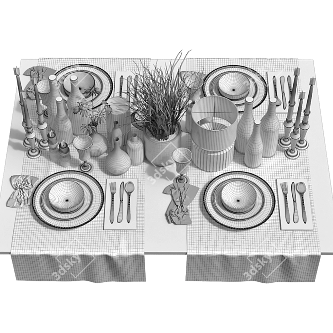 Elegant 150-Piece Tableware Set 3D model image 7