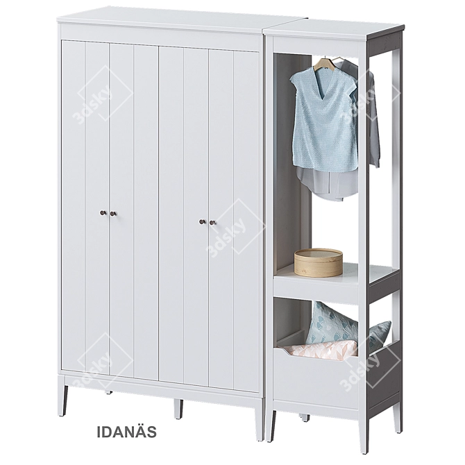 IDANÄS IKEA White Combined Wardrobe 3D model image 1