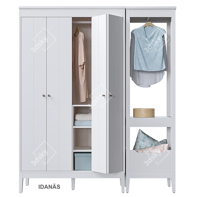 IDANÄS IKEA White Combined Wardrobe 3D model image 2