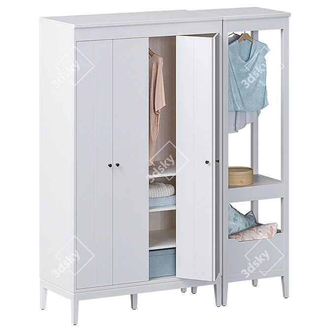 IDANÄS IKEA White Combined Wardrobe 3D model image 3