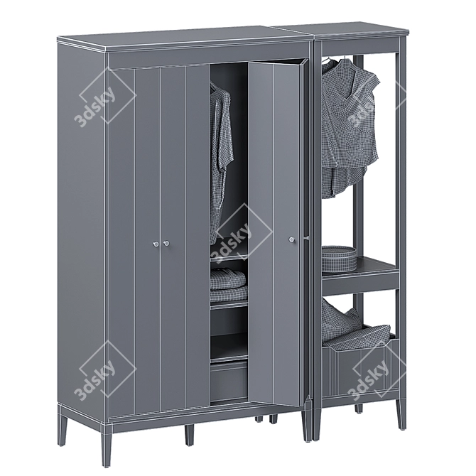 IDANÄS IKEA White Combined Wardrobe 3D model image 4