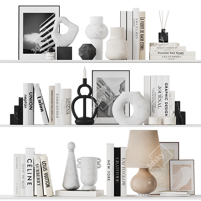 Decorative Set 12: Vases, Lamp & Candle Holder 3D model image 3