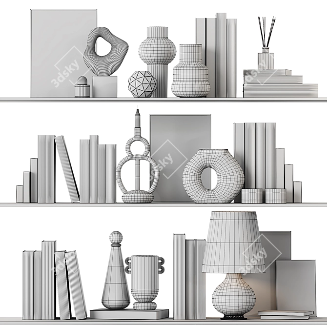 Decorative Set 12: Vases, Lamp & Candle Holder 3D model image 4