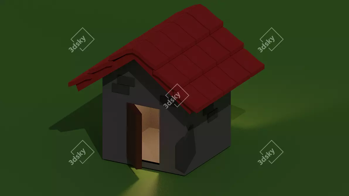 Mini Low-Poly House: Perfect for 3D Animation! 3D model image 1