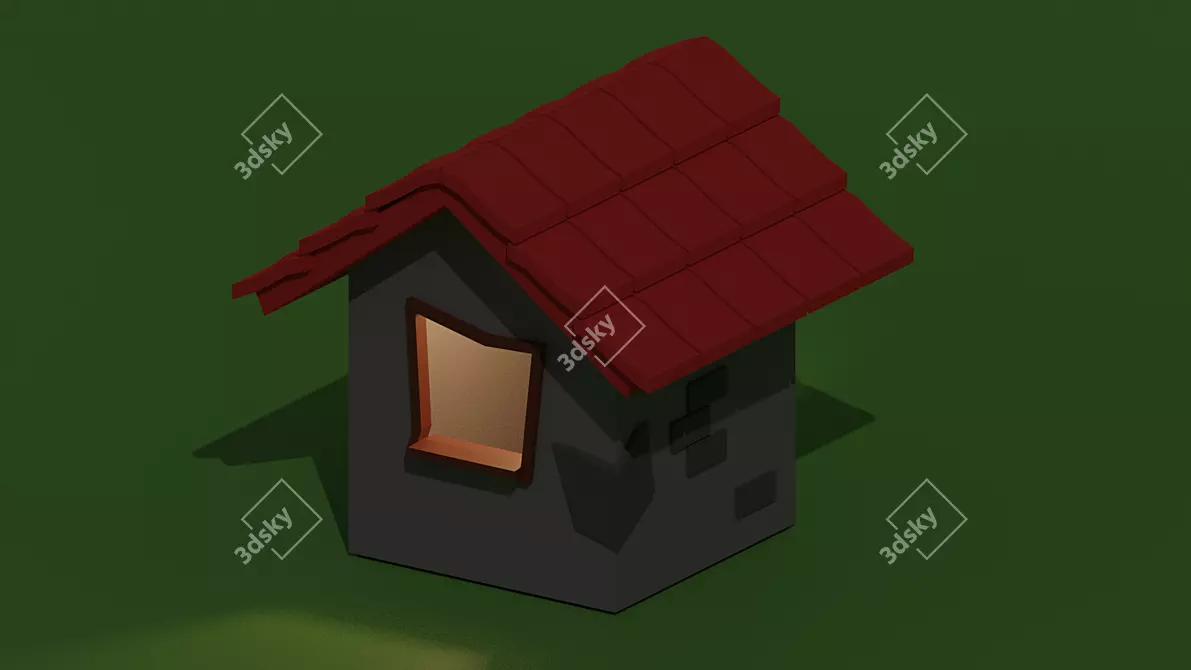 Mini Low-Poly House: Perfect for 3D Animation! 3D model image 2