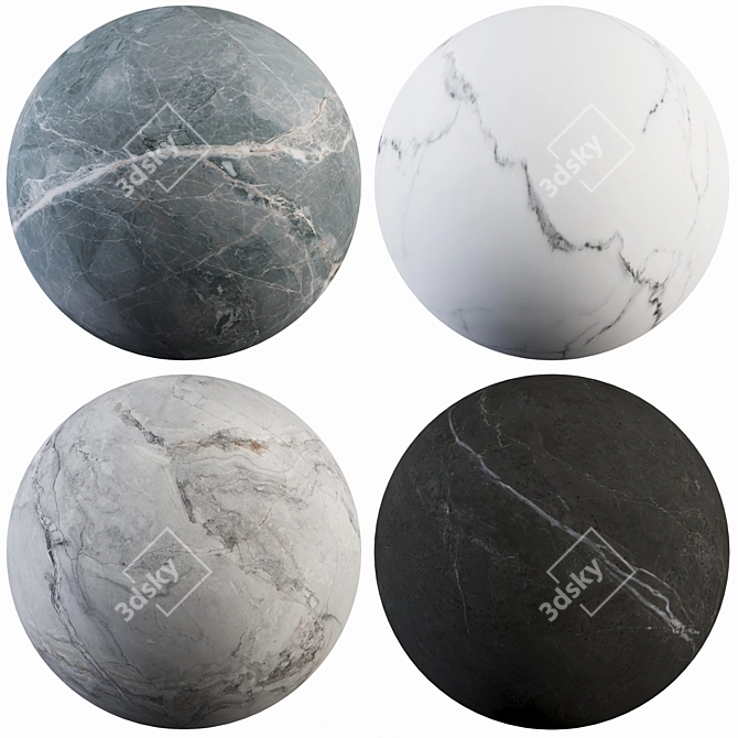 Marble Collection: Fantasy Gray, Carrara White, Dark Gray 3D model image 1