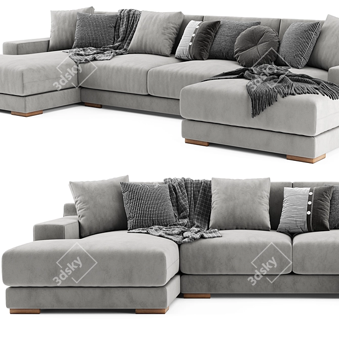 West Elm Dalton U Shaped Sofa 3D model image 2