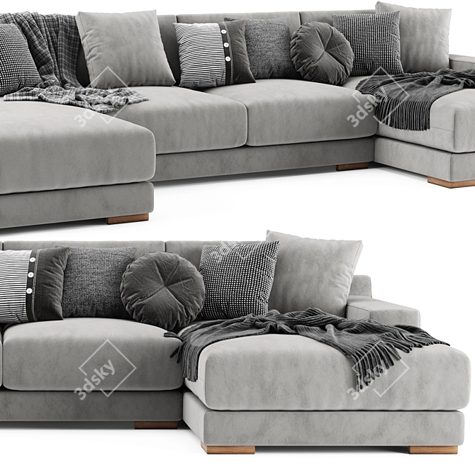 West Elm Dalton U Shaped Sofa 3D model image 3