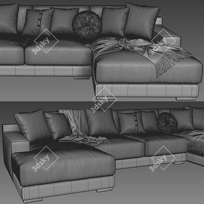 West Elm Dalton U Shaped Sofa 3D model image 4