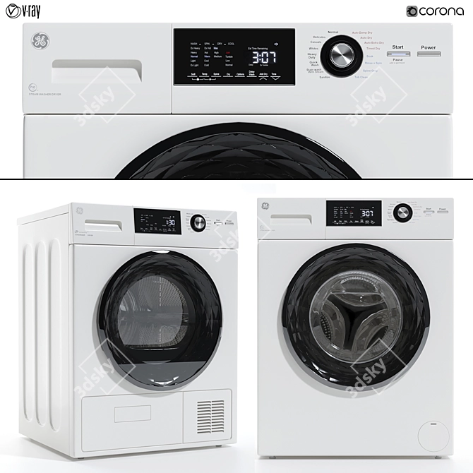 GE Washer & Dryer Combo: Efficient, High-Capacity 3D model image 1