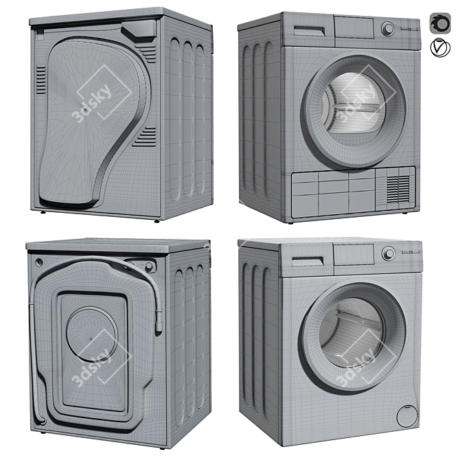 GE Washer & Dryer Combo: Efficient, High-Capacity 3D model image 3