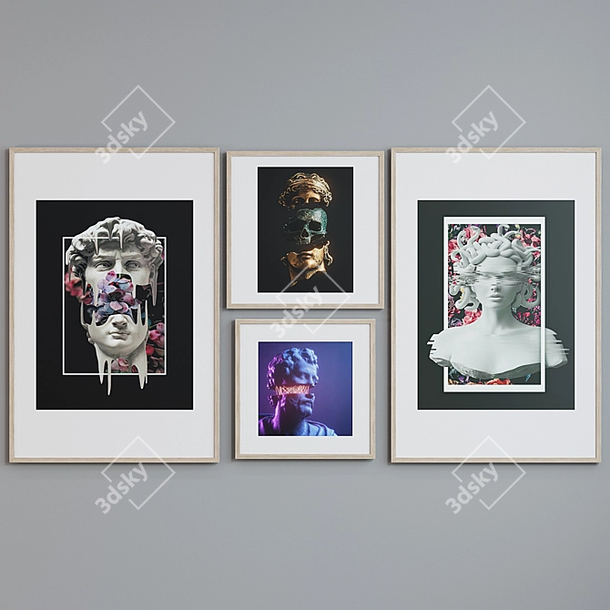 Title: Modern Sculpture Head Picture Frame Set 3D model image 3