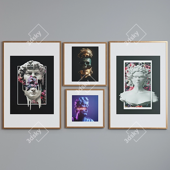 Title: Modern Sculpture Head Picture Frame Set 3D model image 4