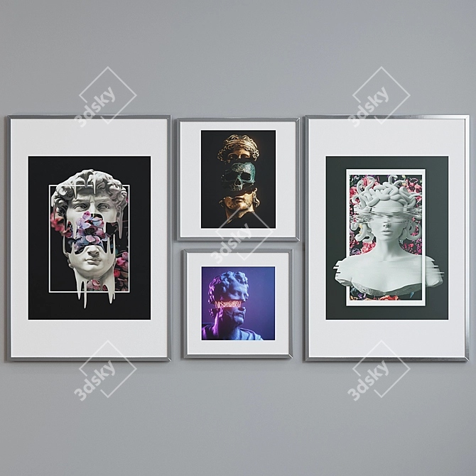 Title: Modern Sculpture Head Picture Frame Set 3D model image 5