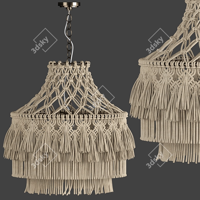 Elegant Macrame Chandelier 12 3D model image 1