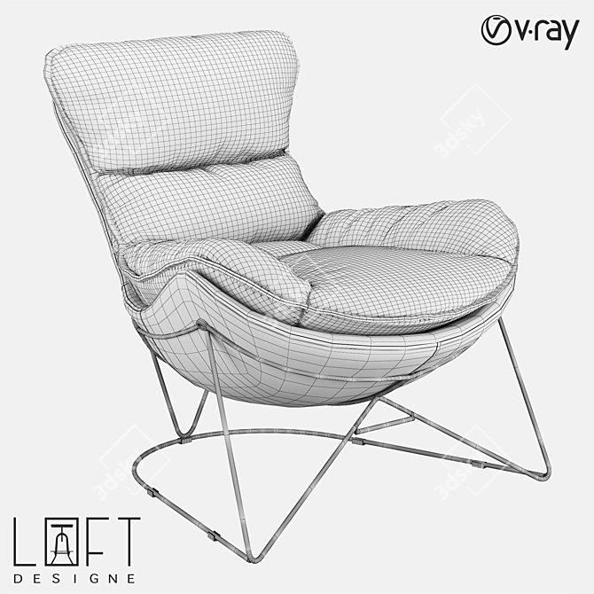 LoftDesigne 2064 Armchair: Modern Metal and Fabric Seating 3D model image 2