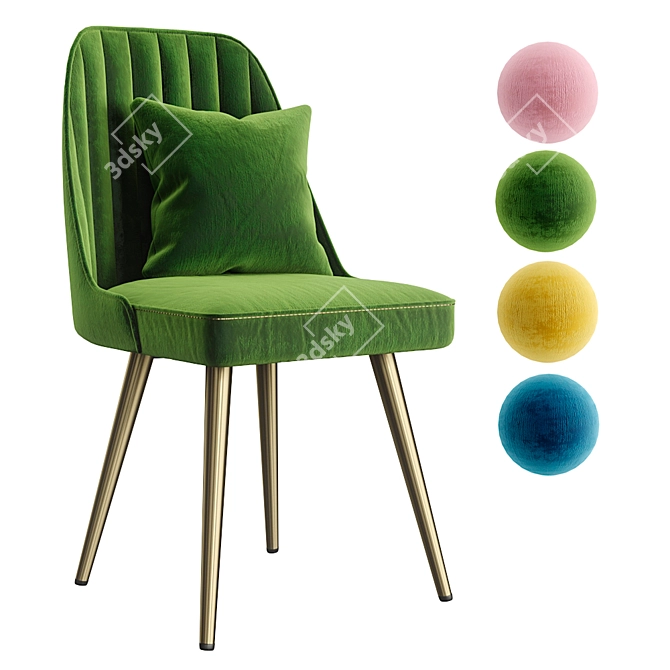 Velvet Dining Chair Set - 4 Colors 3D model image 1