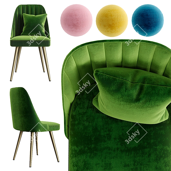 Velvet Dining Chair Set - 4 Colors 3D model image 2