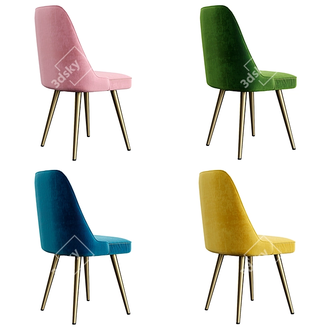 Velvet Dining Chair Set - 4 Colors 3D model image 5